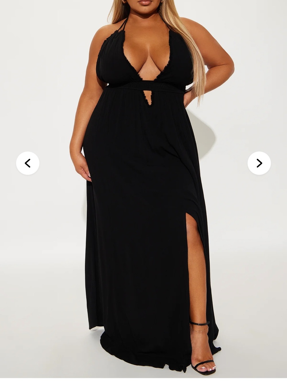 Fashion Nova Black Backless Maxi Dress with Thigh Slit